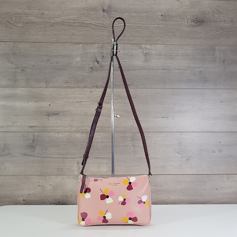Kate Spade Floral Pink Leather Crossbody Shoulder Bag